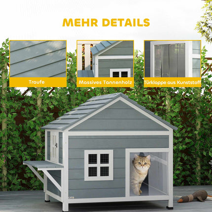 Outdoor Cat House, Elevated Design, Waterproof Roof