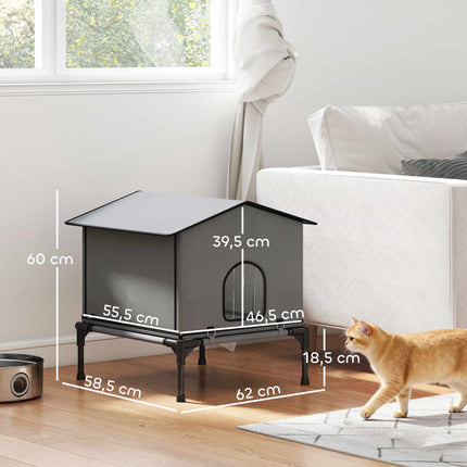 Outdoor Cat House, Foldable & Elevated with Cushion, Grey