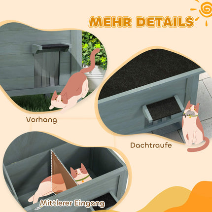Outdoor Cat House, Insulated, Dark Grey, 85 x 50 x 68.5 cm