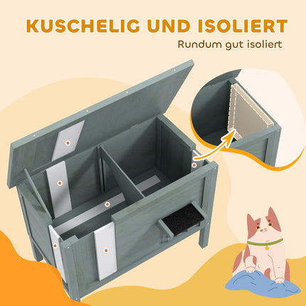 Outdoor Cat House, Insulated, Dark Grey, 85 x 50 x 68.5 cm