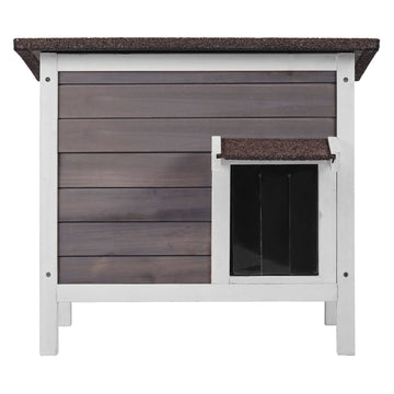 Outdoor Cat House, Insulated Wood, Open Roof, PVC Door