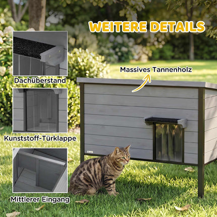 Outdoor Cat House, Weatherproof, Easy Clean, 85x55x70 cm