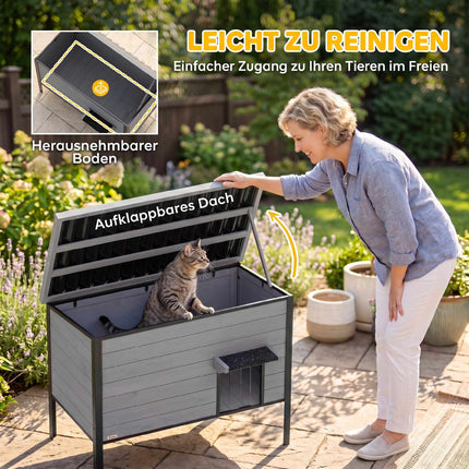 Outdoor Cat House, Weatherproof, Easy Clean, 85x55x70 cm