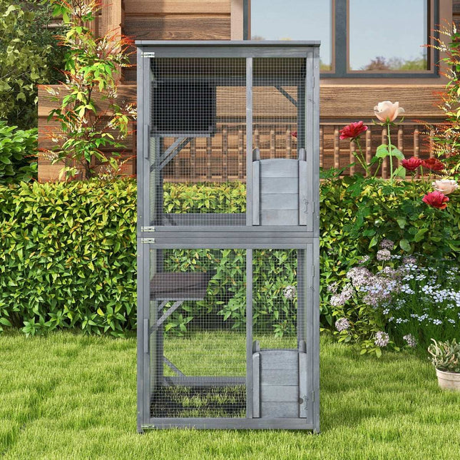 Outdoor Cat House with Weatherproof Asphalt Roof, 182 cm