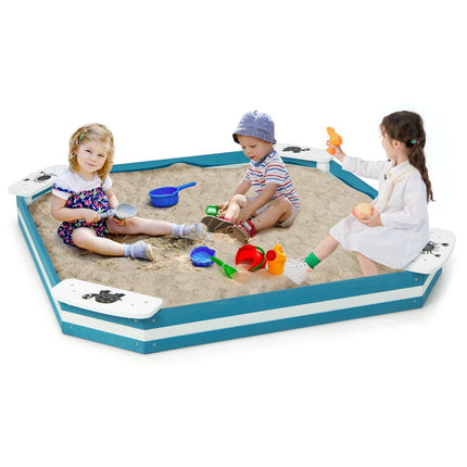 Outdoor Cedar Wood Sandbox With 4 Animal-Pattern Seats