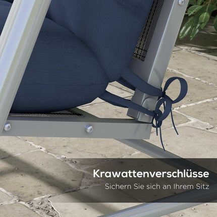 Outdoor Chair Cushion Set, 150x50 cm, Water-Resistant, Navy