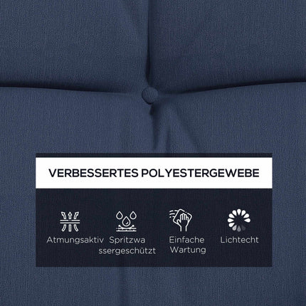Outdoor Chair Cushion Set, 150x50 cm, Water-Resistant, Navy