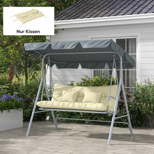 Outdoor Chair Cushion Set, Water-Repellent, 150x50 cm, Cream