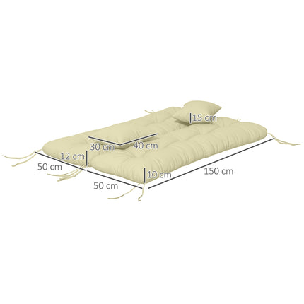 Outdoor Chair Cushion Set, Water-Repellent, 150x50 cm, Cream