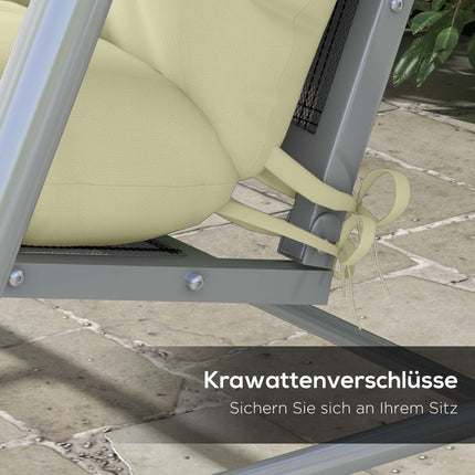 Outdoor Chair Cushion Set, Water-Repellent, 150x50 cm, Cream
