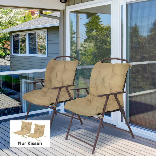 Outdoor Chair Cushions Set, 98x50 cm, Khaki, 8 cm Thick