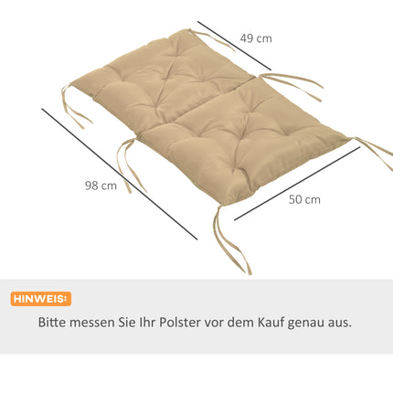 Outdoor Chair Cushions Set, 98x50 cm, Khaki, 8 cm Thick