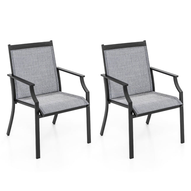 Outdoor Chairs Set, Breathable Fabric, Metal Frame, Grey
