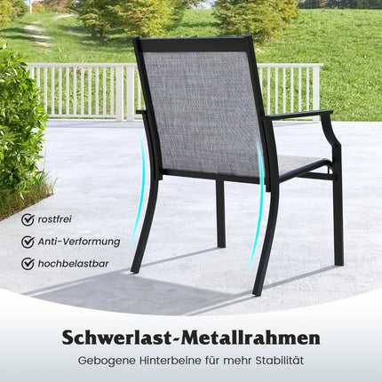 Outdoor Chairs Set, Breathable Fabric, Metal Frame, Grey