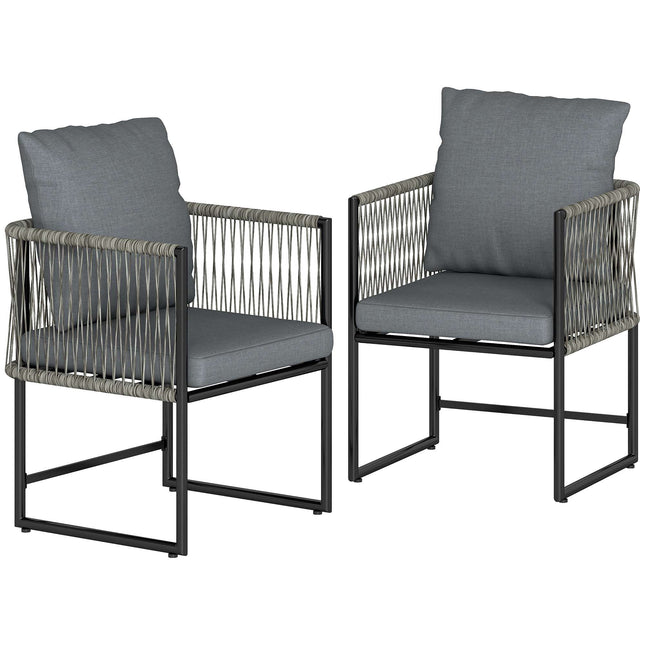 Outdoor Chairs Set, Steel Frame, PE Rattan, Cushioned