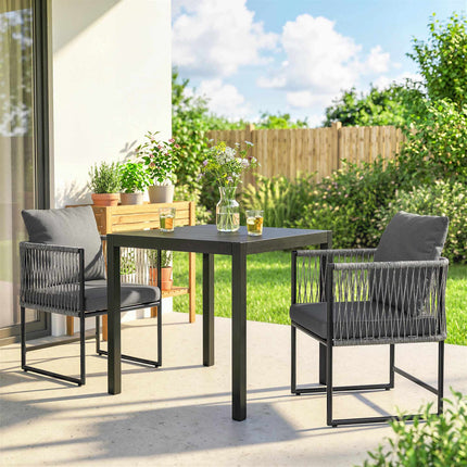 Outdoor Chairs Set, Steel Frame, PE Rattan, Cushioned