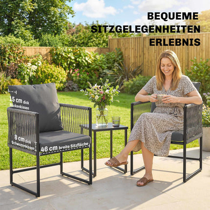 Outdoor Chairs Set, Steel Frame, PE Rattan, Cushioned