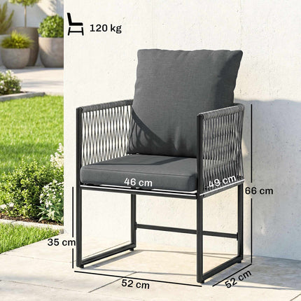 Outdoor Chairs Set, Steel Frame, PE Rattan, Cushioned