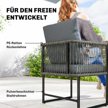 Outdoor Chairs Set, Steel Frame, PE Rattan, Cushioned