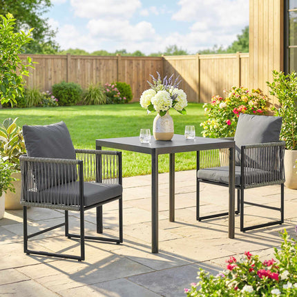 Outdoor Chairs Set, Steel Frame, PE Rattan, Cushioned