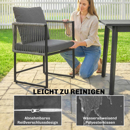 Outdoor Chairs Set, Steel Frame, PE Rattan, Cushioned