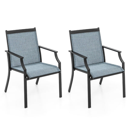 Outdoor Chairs Set of 2, Breathable Fabric, Metal Frame, Blue