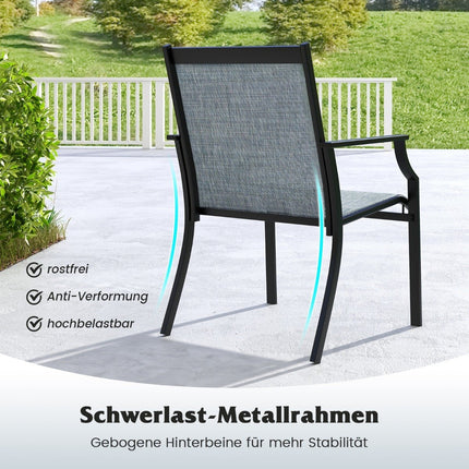 Outdoor Chairs Set of 2, Breathable Fabric, Metal Frame, Blue