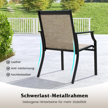 Outdoor Chairs Set of 2, Breathable Fabric, Metal Frame