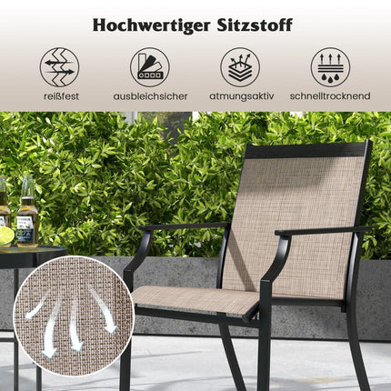 Outdoor Chairs Set of 2, Breathable Fabric, Metal Frame