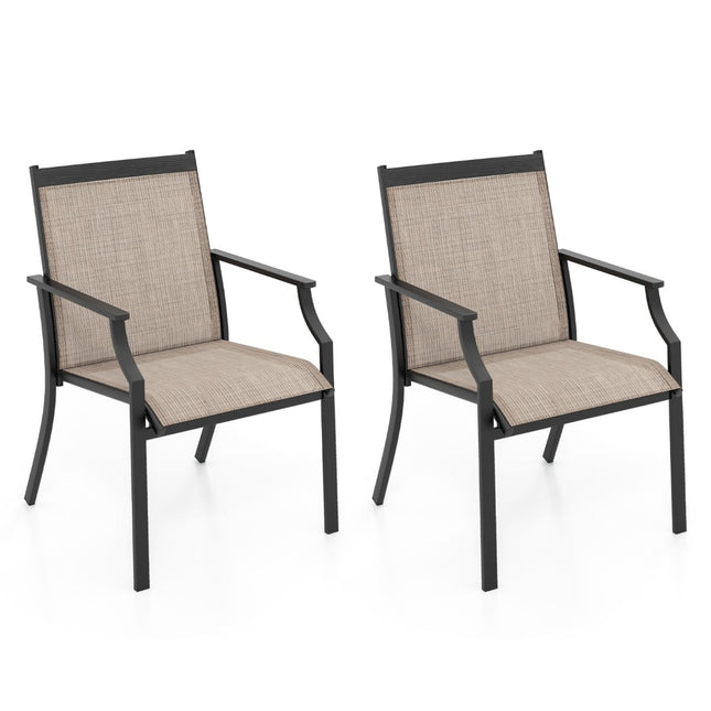 Outdoor Chairs Set of 2, Breathable Fabric, Metal Frame