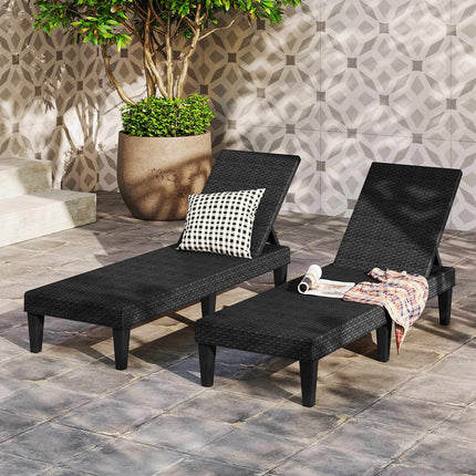 Outdoor Chaise Lounge, 3-Position Recline, Black