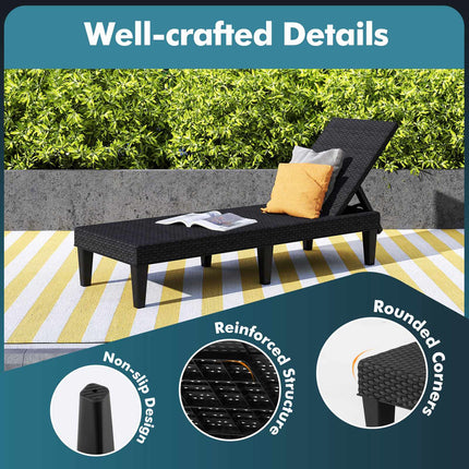Outdoor Chaise Lounge, 3-Position Recline, Black