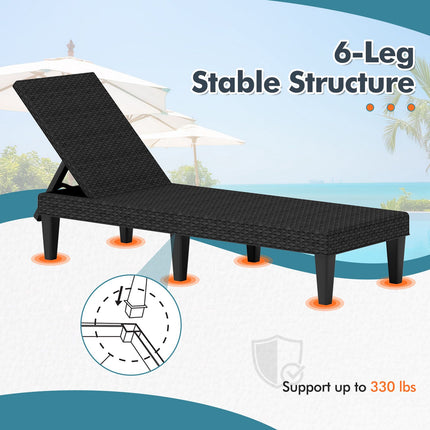Outdoor Chaise Lounge, 3-Position Recline, Black