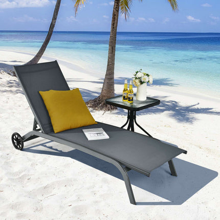 Outdoor Chaise Lounge Chair, 6-Position, Wheels