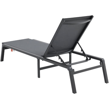 Outdoor Chaise Lounge Chair – Aluminum, Folding, 5-Position Dark Grey