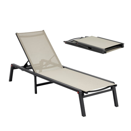 Outdoor Chaise Lounge Chair, Foldable, 5-Position, 400 lb