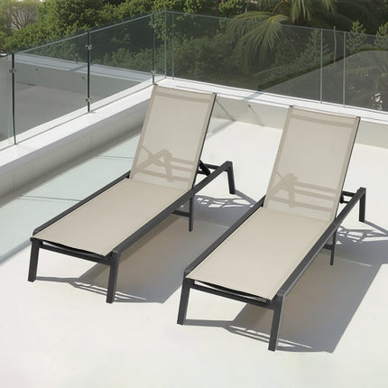Outdoor Chaise Lounge Chair, Foldable, 5-Position, 400 lb