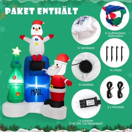 Outdoor Christmas Inflatable, 185 cm, LED Santa Scene