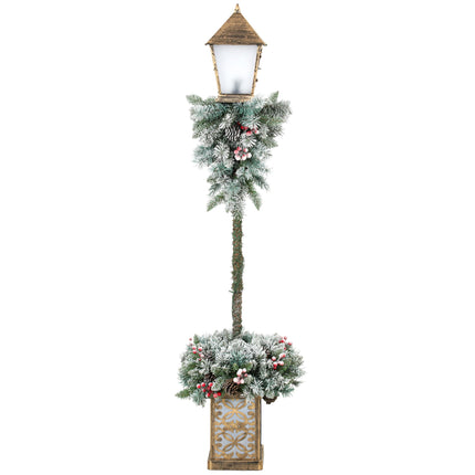 Outdoor Christmas Lantern with LED Lights, Pinecones, Berries