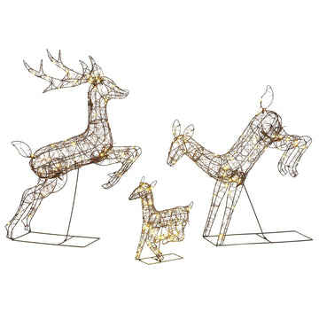 Outdoor Christmas Reindeer Set with 200 LED Lights, Timer