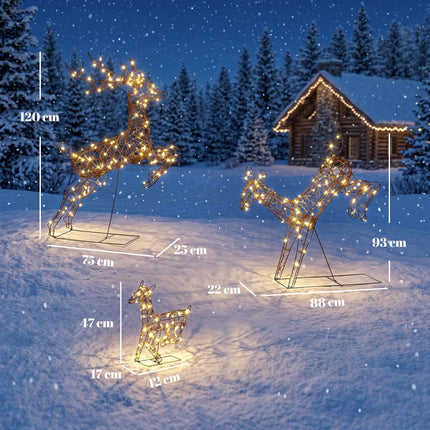 Outdoor Christmas Reindeer Set with 200 LED Lights, Timer