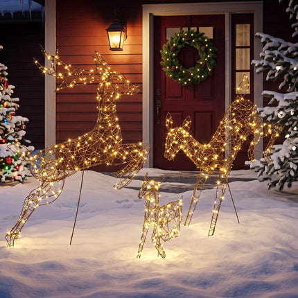 Outdoor Christmas Reindeer Set with 200 LED Lights, Timer