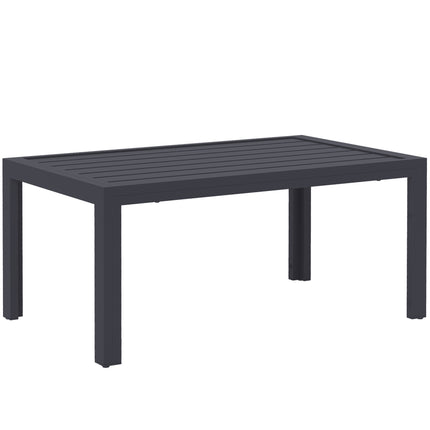 Outdoor Coffee Table, Slatted Top, Galvanized Steel, Grey