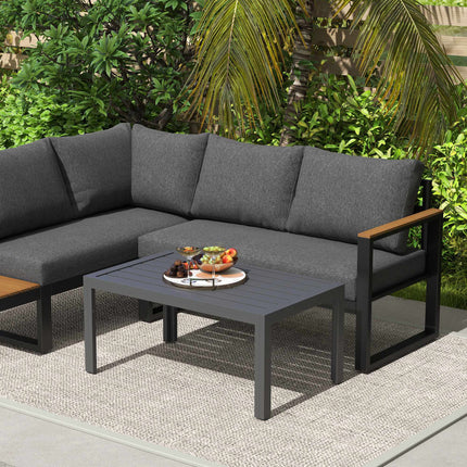 Outdoor Coffee Table, Slatted Top, Galvanized Steel, Grey