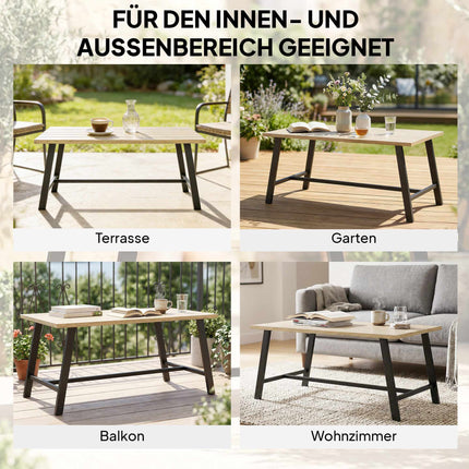 Outdoor Coffee Table, Wood-Look Top, 100x55 cm, Weatherproof