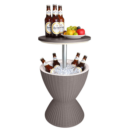 Outdoor Cooler Side Table, 30L Ice Box, Adjustable Top