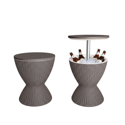Outdoor Cooler Side Table, 30L Ice Box, Adjustable Top
