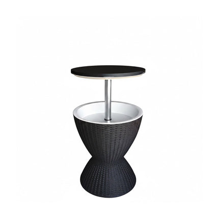 Outdoor Cooler Side Table, 30L Rattan, Adjustable Top