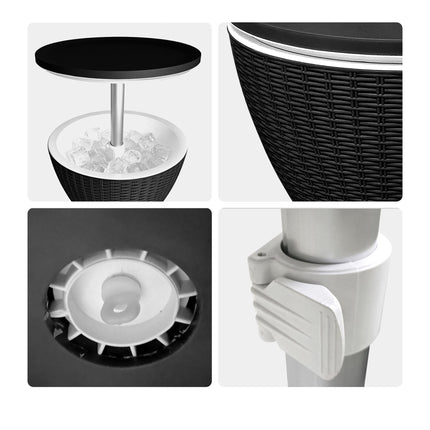 Outdoor Cooler Side Table, 30L Rattan, Adjustable Top