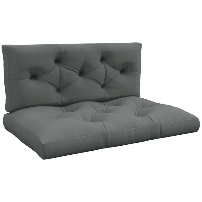 Outdoor Cushion Set, Tufted, 120x80x12 cm, Light Grey